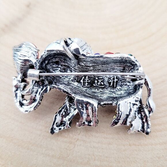 Brand New 2 In 1 Silver Elephant Red Stone Rhinestone Brooch Pin & Pendant - Picture 4 of 11